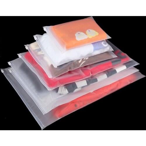 50Pcs/lot Matte Zip Lock Clothes Storage Packing Bags Clear Valve Slide zipper plastic bag Reclosable Poly Zip Clothing bags