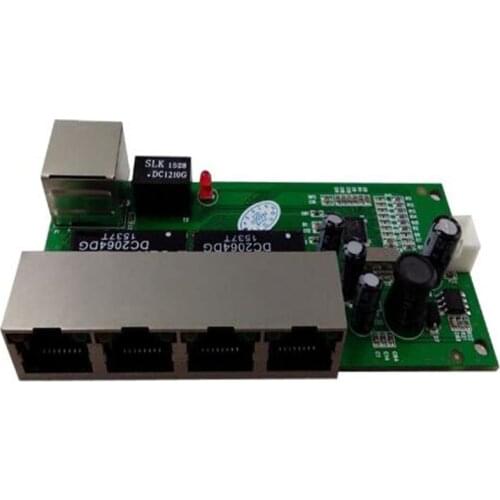 Mini switch mini 5 port 10/100mbps network switch 5-12v wide input voltage smart ethernet pcb rj45 module with led built-in