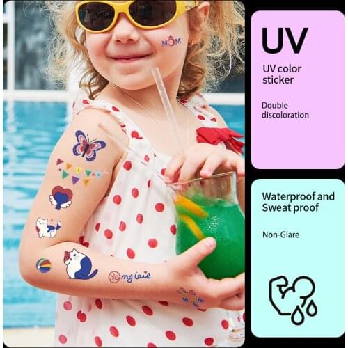 Fake Tattoo Sticker Children UA Discoloration Temporary Waterproof Sweatproof Body Transfer Animal Cartoon Arm Face Kid Toy GIft