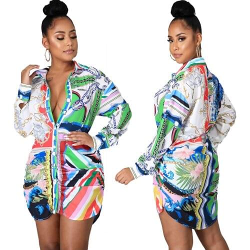 New Casual Fashion Printed Shirt Multi-color Womens Skirt