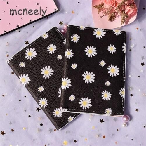 Daisy With Black Background Passport Holder ID Card Holders Passport Cover Leather Bank Credit Card Holder Ticket Folder
