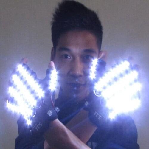 Mountaineering lighting gloves laser beam flashing fingers, nightclub bar party dance singer props mechanical gloves LED lights
