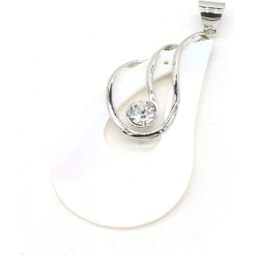 Natural Shell Pendant Exquisite Waterdrop Shape White Shell Black Shell Accented Charms for Jewelry Making Necklace Bracelet DIY