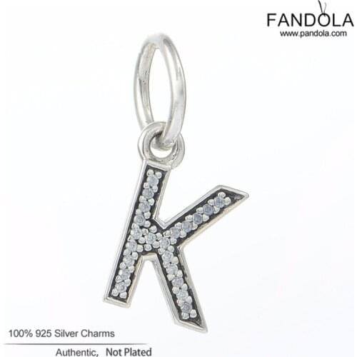 Letter K Pendant Charms 925 Sterling Silver Jewelry Fits Brand Bracelet Necklace Charm Bead Silver 925 Jewelry