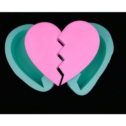 PRZY Heart Soap Molds Silicone Molds Fondant Mold Handmade Mould Two Halves of Love Soap Clay Resin Candle Mould QT0435