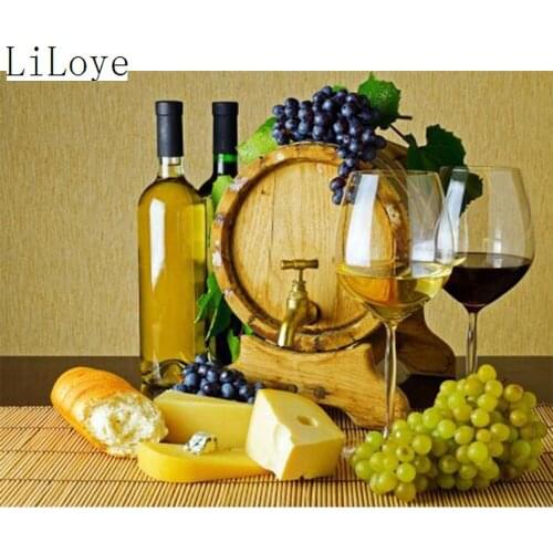 LI LOYE Bread wines Pattern DIY Diamond painting cross stitch full Square mosaic home decoration for Home Decorative gift FZ260