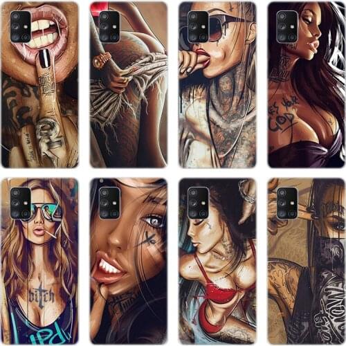 Sexy Sleeve Tattoo Girl Case for Samsung Galaxy A10 A21 A30 A50 A70 S A20 E A40 A01 A11 A31 A41 A51 A71 A81 A91 Silicone Cover