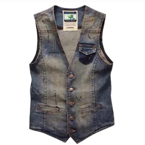 SHiONFA Ins Korean Slim Trend Vest Single Breasted Mens Casual Jeans Wear Summer Cotton Sleeveless Cardigan Casual Vest 5XL