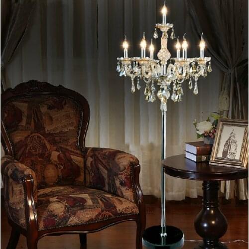 Dining room vintage floor lamps bedroom cognac crystal floor light with lampshade wedding led candle holders study floor lights