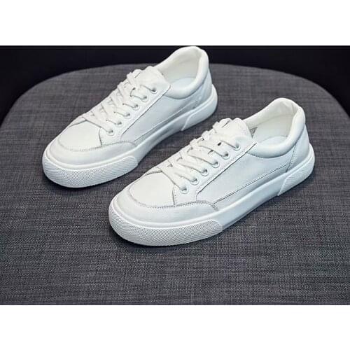 Fashion 2021 Womens Casual Vulcanize Shoes White Genuine Leather Sport Walking Running Summer Platform Flats Woman Sneakers