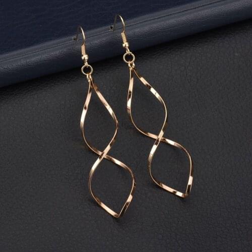 Fashion Double Loop Drop Earrings for Women Long Wave Dangle Earrings High Quality Statement Brincos Pierced Earrings Jewelry