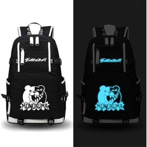 Danganronpa Monokuma Women Backpack Luminous Travel Back Pack Canvas Anime School Bags Mochila Feminina Laptop Backpack