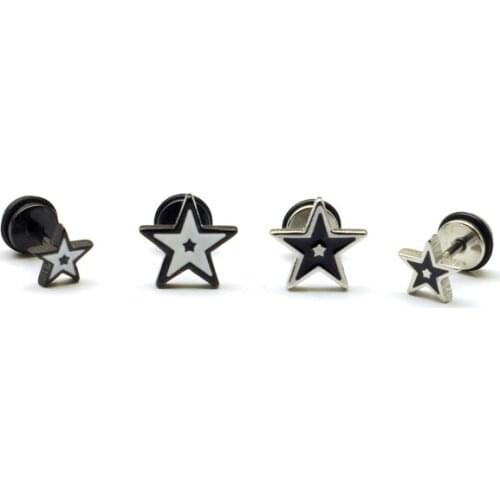 2 pieces five-star shape romantic jewelry earring star titanium steel Earring lovers screw Pierced stud earrings ear plug