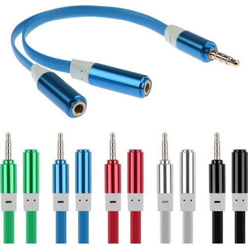 2 in 1 Headphone Earphone Splitter Audio Cable 4 Pole 3.5mm Male to 2 Female Jack AUX Adapter Cord