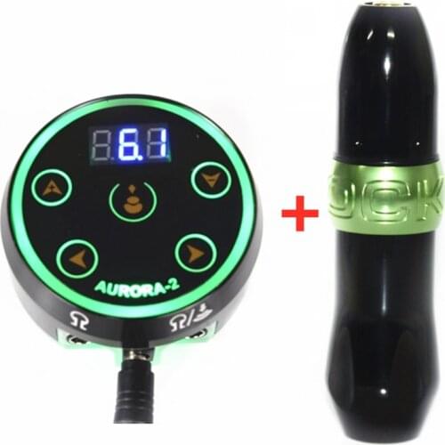 2021 New Professional Tattoo Kit Machine Pen Strong Quiet RCA With Aurora LCD Power Kit Free Shipping