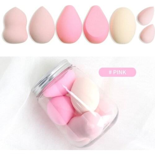 7pcs Makeup Sponge Soft Elastic Puffs Blender Cosmetics Tools For Powder Liquid Cream Foundation Sponge Wet Dry Dual Use