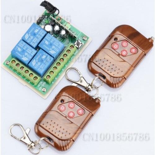 Free shipping 12V 4 Channel Wireless Remote Control Receiver Momentary Switch System With 2 controller