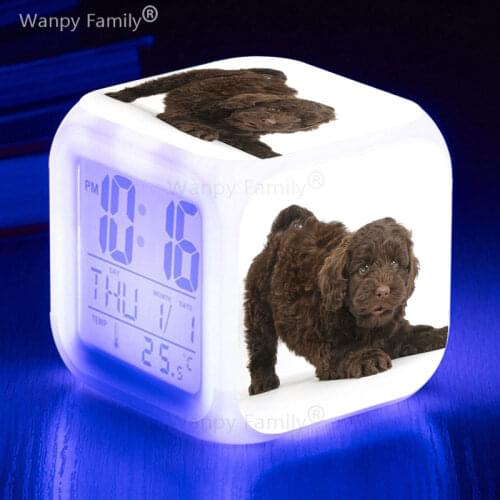 Cute pet dog LED alarm clock 7 Color change luminous Childrens room multifunctional night light electronic digital alarm clock