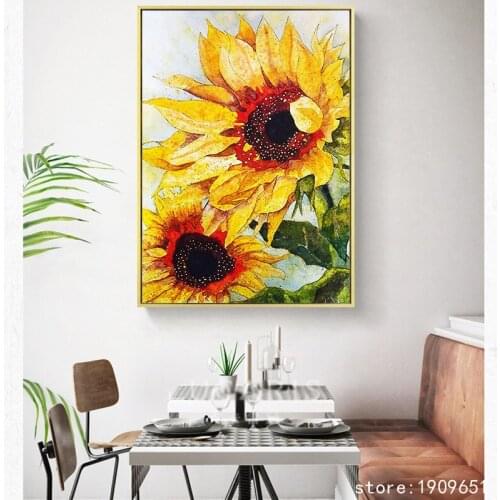Cotton no frame impression sunflowers canvas printings oil painting printed on cotton home wall art posters decoration picture