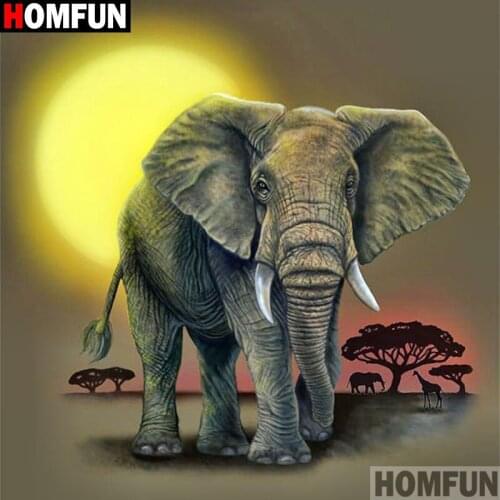 HOMFUN Full Square/Round 5D DIY Diamond Embroidery "Elephant" Diamond Painting Cross Stitch Rhinestone 5D A09219