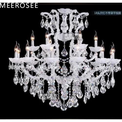 Classic Maria Theresa Chandelier Clear Crystal White Glass 18 Lamp Crystal Chandelier Light for Foyer Restaurant Hotel Project