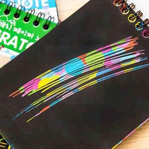 Scratch Book Colorful Dazzle Scratch Note Paper Graffiti Board Drawing Art Toys Magic Doodle Book Children Coils Drawing DI V6D3