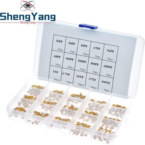 450pcs 15 Value Ceramic Capacitor Set 50v Multi-layer Assortment Box 10pf To 100nf Electronic Components Capacitor Kit 024