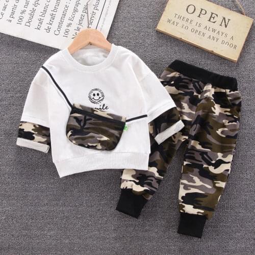 New Spring Autumn Baby Boys Clothes Casual Kids Clothing Sets Print Childrens Clothing 2 Pcs Top+Pant Childrens Clothing 1-5 Y