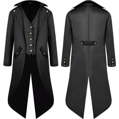 Cosplay Costume Medieval Men Middle Ages Coat Halloween Costumes Punk Retro Tuxedo Renaissance Jacket