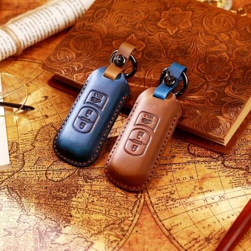 Leather Car Remote Key Fob Shell Case Holder Cover For Mazda 2 3 5 6 CX5 CX7 CX9 2014 2015 2016 2017 2018 2-3 Button Replacement