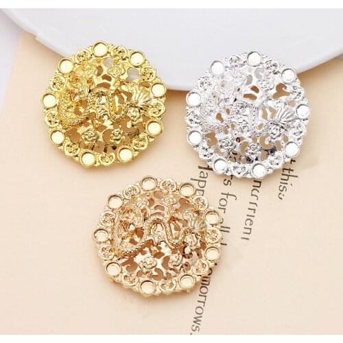 10PCS 34.5mm Metal Zinc Alloy Round Dragon Connector Charm For DIY Jewelry Making