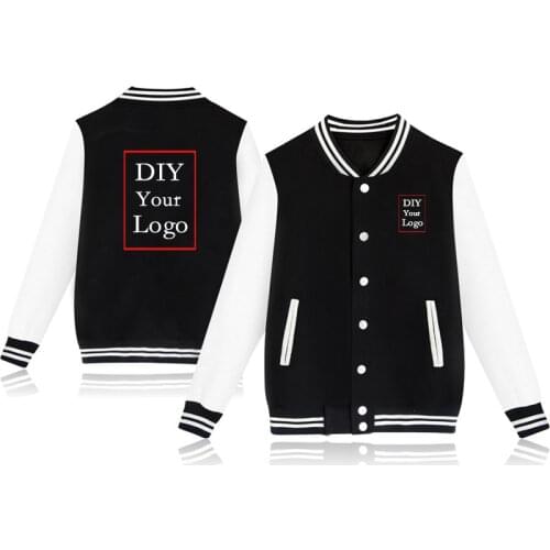 Boys Girls DIY Jacket Black/Pink Baseball Jacket Autumn Harajuku Baseball Uniform Custom Made Your Logo Women/Men Coats