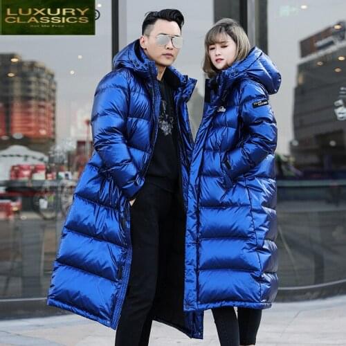 Hooded Womens Down Jacket Thick Winter Coat Men Clothes 2021 Korean Warm Long Goose Down Jackets Fashion Outwear K-8893