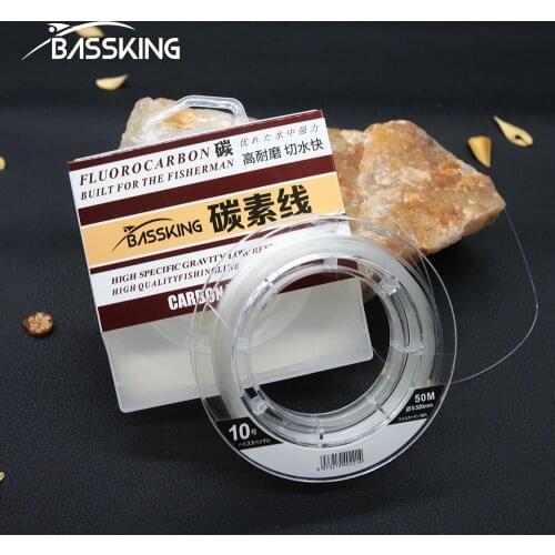 BASSKING Fishing Line 1#-10# Fluorocarbon Line 50m 100m Freshwater Saltwater Wire Leader Main Line Sink Peched Monofilament