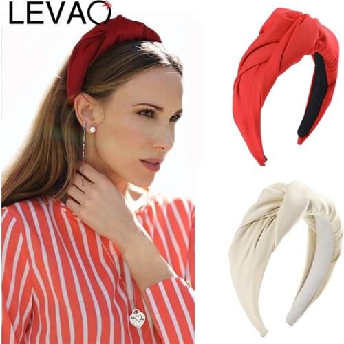 LEVAO Plain Wide-brimmed Headband Knuckle Middle Knotted Hairbands Bezel Turban Women Girls Hair Accessories Hair Hoop Fashion