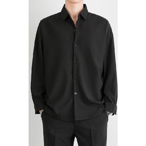 40%HOTLong Sleeve Casual Shirt Turn-down Collar Soft Buttons Closure Solid Color Men Shirt Top