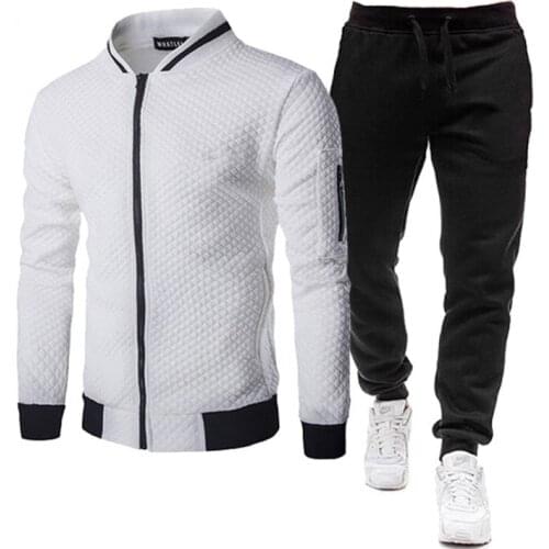 Men Tracksuit Set Polyester Sweatshirt 2020 Spring Sporting Fleece Jacket + Pants Casual Mens Sports Suit Mens Sportswear 4XL