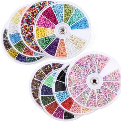 2000pcs/Lot 12Grids Glass Seed Beads Set Charms Jewelry Beads For Bracelet Necklace Earrings Handmade Craft DIY Jewelry Making