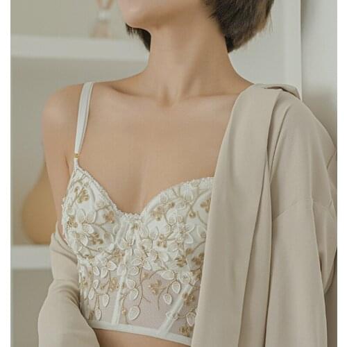 2020 New Female Underwear Sets Sexy Lace Embroidery Transparent Bra Panty Women Bralette Outside Wear French Lingerie Set