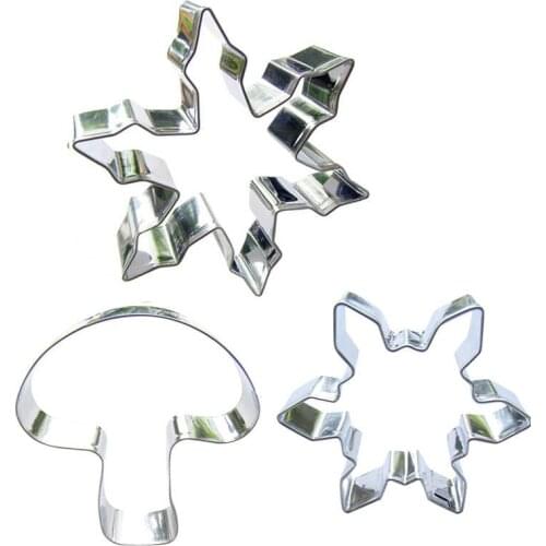 Sharp angle Snowflakes, Snowflakes, Mushroom 3 piece biscuit cutting molds, baking tools, cake decorating soft candy tools