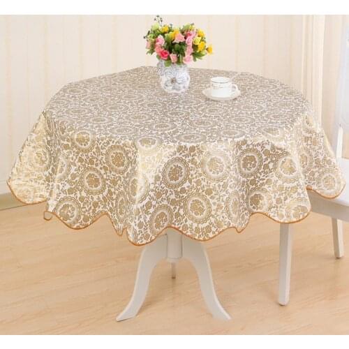 Plastic Tablecloth Print Flower Waterproof Wedding Birthday Party Table Cover PVC Home Kitchen Dining Tablecloth Round Table