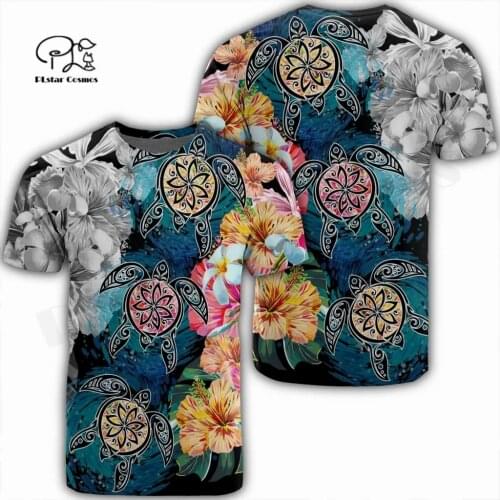 PLstar Cosmos Newest Women/Men 3DPrint Tattoo Hawaii Tribe Turtle Unique Art T-shirt Casual Funny Streetwear Summer Short Tops 2