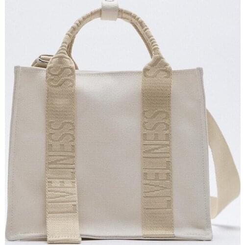 Luxury Beige Letter Printed Canvas Tote Bags for Women Casual Womens Shoulder Messenger Bag Large-Capacity Handbags Clutch