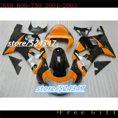 Body For SUZUKI GSXR 600 GSXR 75 GSXR600 75 01 02 03 GSX-R75 GSXR-600 K3GSXR75 2001 2002 2003 orange black Fairing