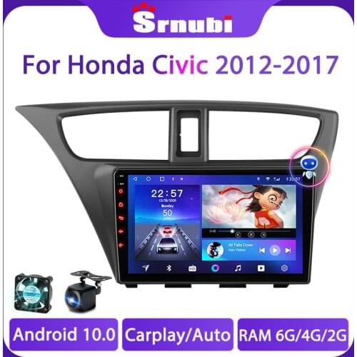 Srnubi Android 10 Car Radio for Honda CIVIC Hatchback 2012 - 2017 Multimedia Player Navigation GPS 2Din 4G WiFi Audio Stereo DVD
