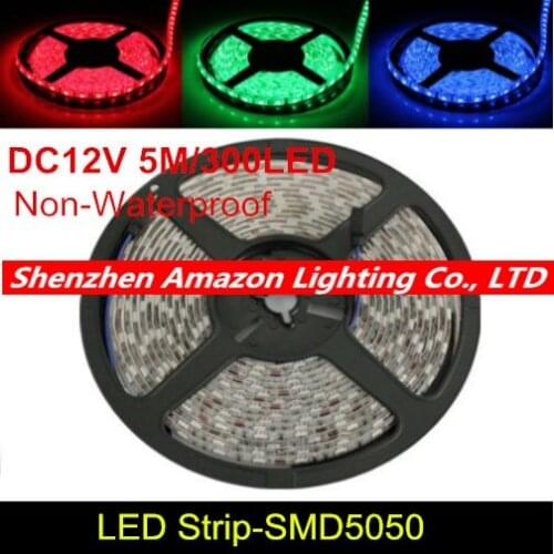 LED strip 5050 12V flexible light 60 leds/m,white warm white warm white red greed blue yellow RGB color, 5m/lot