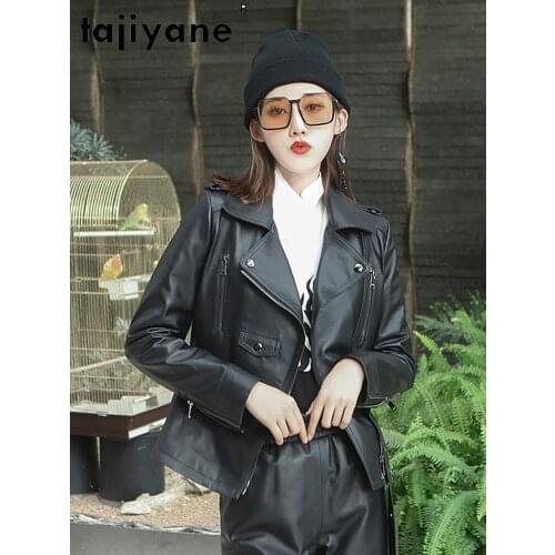 For Jacket Biker Women Real Sheepskin Coat Female Short Coats and Jackets Spring 2021 Chaquetas Para Mujer Pph4583