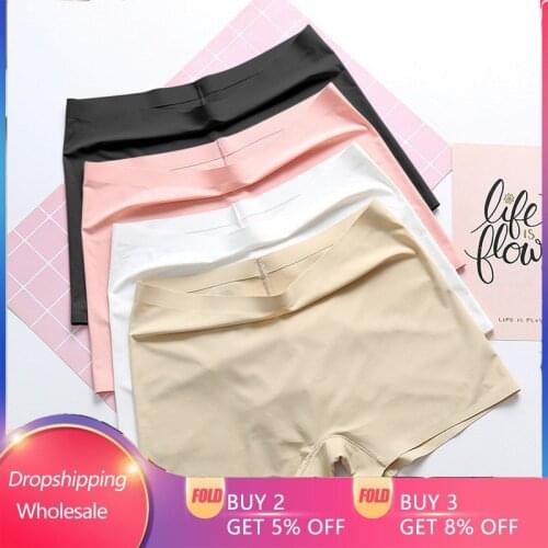 Womens Summer Safety Short Panties Ice Silk Underpant Seamless Anti-glare Ladies Pants Girl Boxer Briefs Cozy Female Underwear