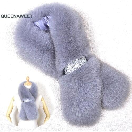 033 2019 New Winter Fox Fur Women Scarf Luxury Fashion Shawls Collar Elegant Soft Female Long Warmer Cape free shipping