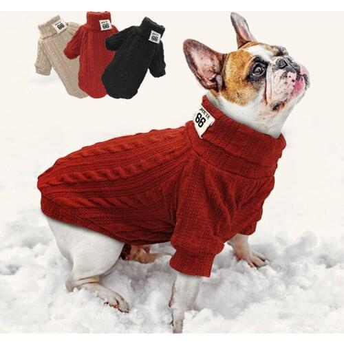 Winter Thickening Pet Cat Dog Clothes Knit Sweater High Collar Warm Soft Pet Sweater For Small Dog Kitten Cat Knitwear Costume